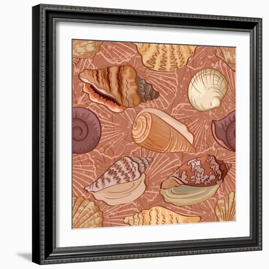 Seashell Pattern-alexcoolok-Framed Art Print