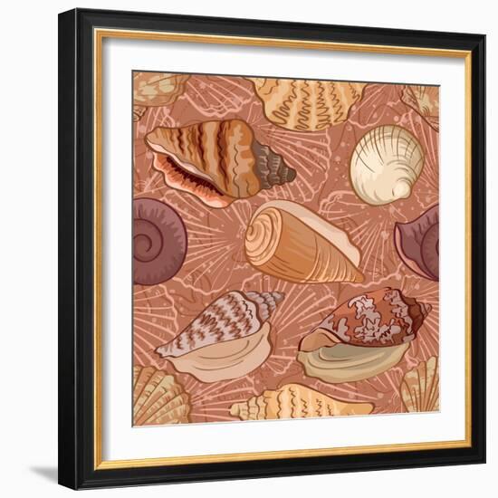 Seashell Pattern-alexcoolok-Framed Art Print