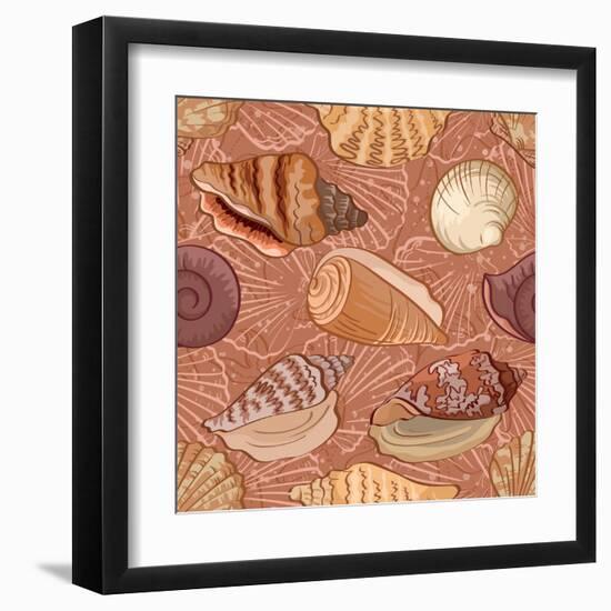 Seashell Pattern-alexcoolok-Framed Art Print