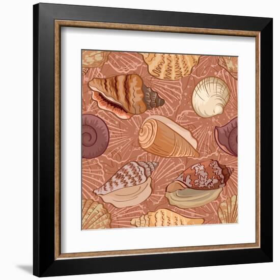 Seashell Pattern-alexcoolok-Framed Art Print