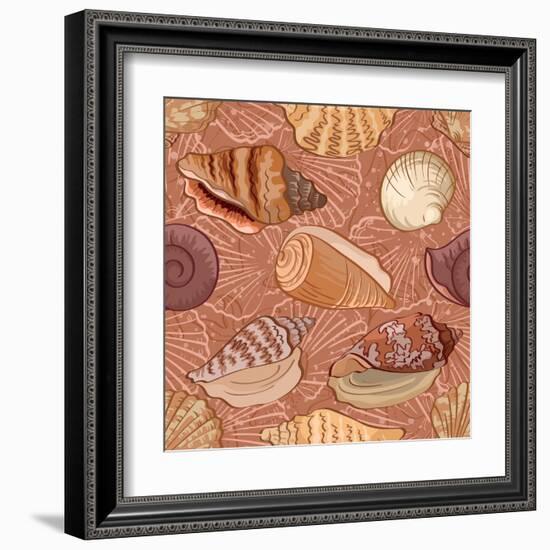 Seashell Pattern-alexcoolok-Framed Art Print