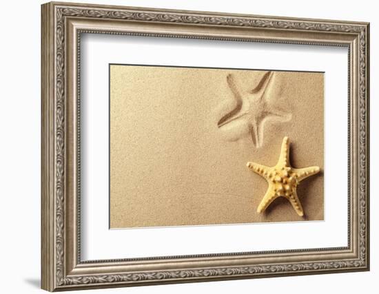 Seashell with Imprint on Beach Sand-Liang Zhang-Framed Photographic Print