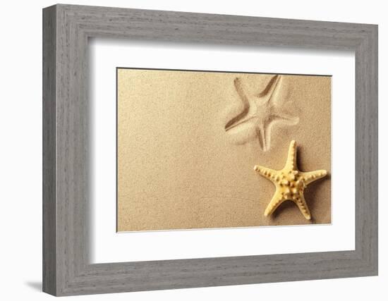 Seashell with Imprint on Beach Sand-Liang Zhang-Framed Photographic Print