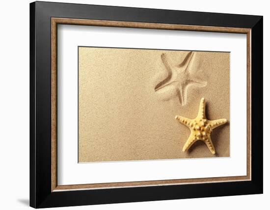 Seashell with Imprint on Beach Sand-Liang Zhang-Framed Photographic Print