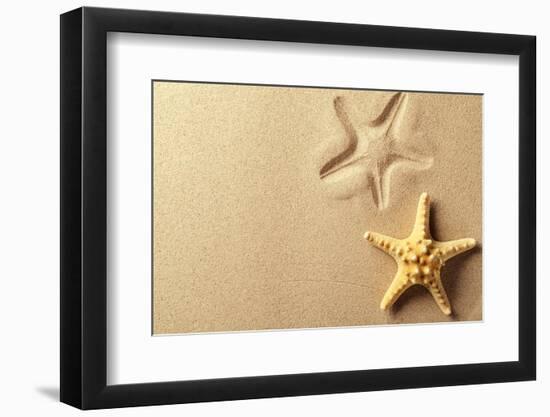 Seashell with Imprint on Beach Sand-Liang Zhang-Framed Photographic Print