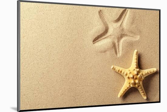 Seashell with Imprint on Beach Sand-Liang Zhang-Mounted Photographic Print
