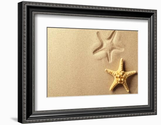 Seashell with Imprint on Beach Sand-Liang Zhang-Framed Photographic Print