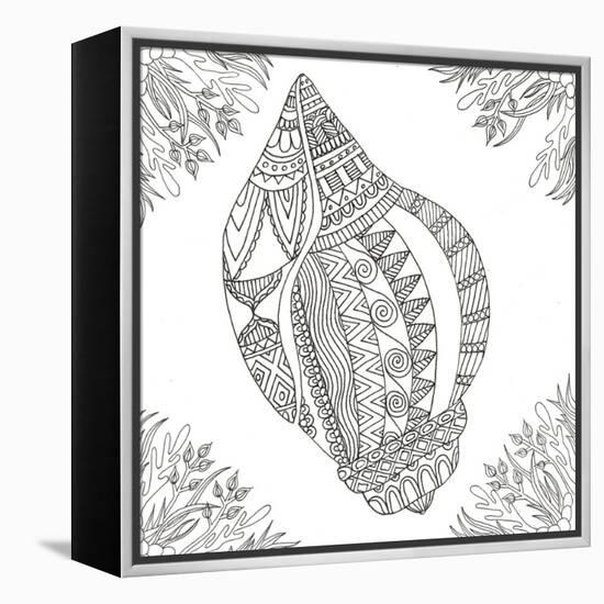 Seashell Within Weeds-Pam Varacek-Framed Stretched Canvas
