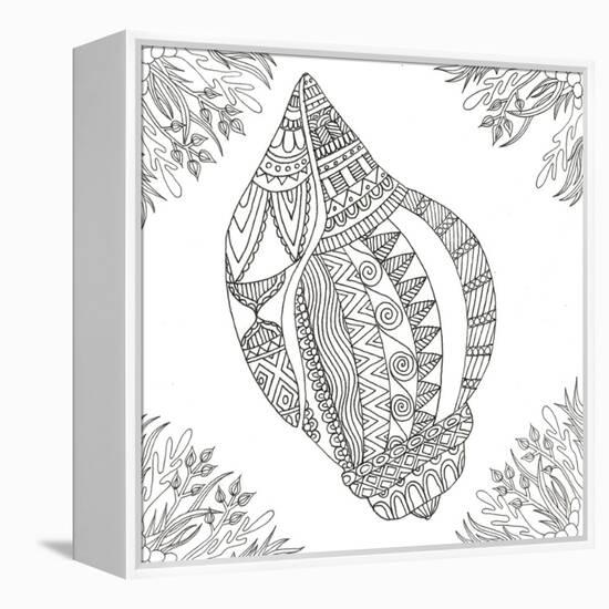 Seashell Within Weeds-Pam Varacek-Framed Stretched Canvas