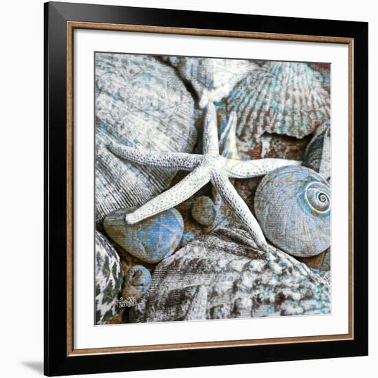 Seashells in Blue I-null-Framed Art Print