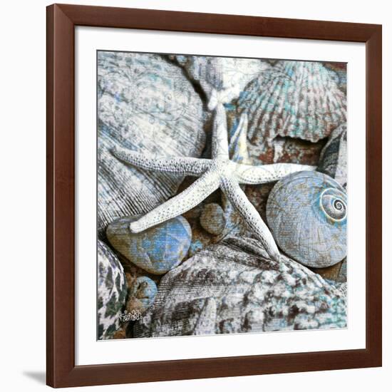 Seashells in Blue I-null-Framed Art Print