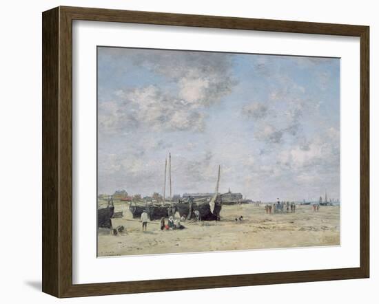 Seashore of Berck, 1878 (Oil on Canvas)-Eugene Louis Boudin-Framed Giclee Print