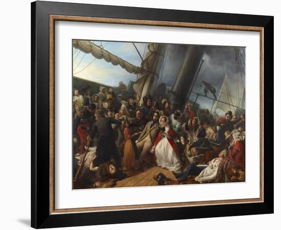 Seasickness on an English Corvette, 1857 (Oil on Canvas)-Francois Auguste Biard-Framed Giclee Print