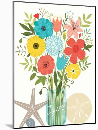 Seaside Bouquet I Mason Jar-Michael Mullan-Mounted Art Print