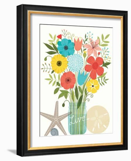 Seaside Bouquet I Mason Jar-Michael Mullan-Framed Art Print