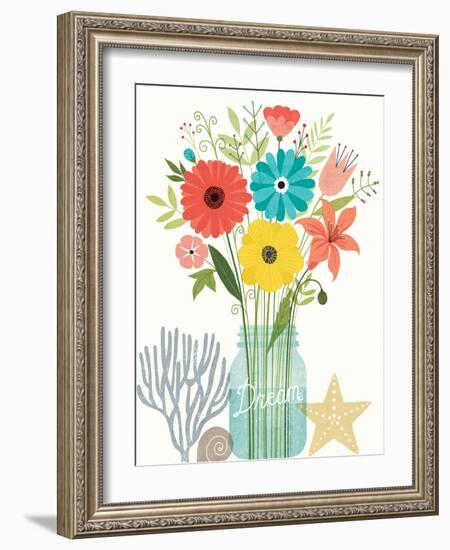 Seaside Bouquet III Mason Jar-Michael Mullan-Framed Art Print