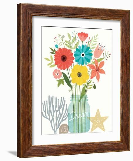 Seaside Bouquet III Mason Jar-Michael Mullan-Framed Art Print