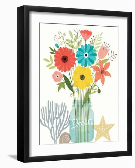 Seaside Bouquet III Mason Jar-Michael Mullan-Framed Art Print