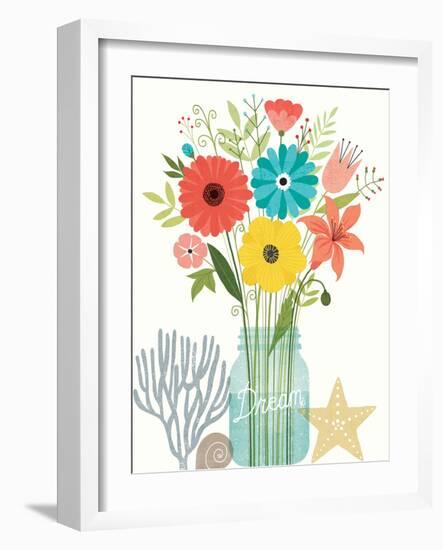 Seaside Bouquet III Mason Jar-Michael Mullan-Framed Art Print