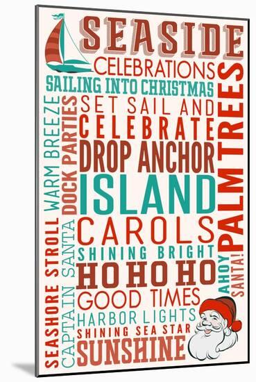 Seaside, California - Christmas Typography-Lantern Press-Mounted Art Print