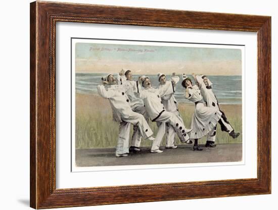 Seaside Concert Party Troupe in Pierrot Costume Singing and Dancing-null-Framed Art Print