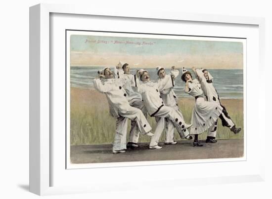 Seaside Concert Party Troupe in Pierrot Costume Singing and Dancing-null-Framed Art Print