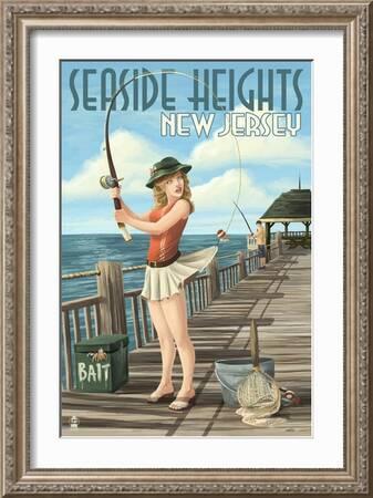Seaside Heights, New Jersey - Fishing Pinup Girl' Art Print - Lantern Press