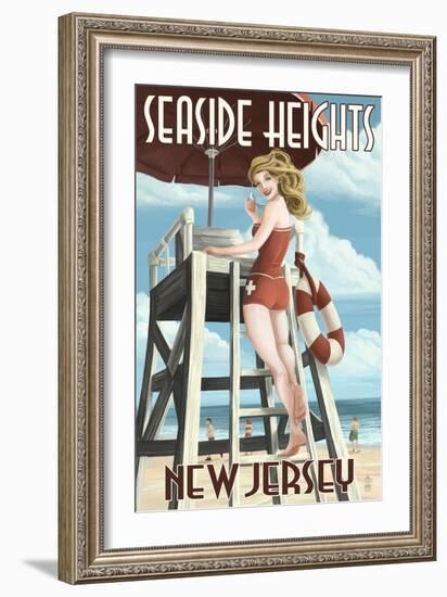 Seaside Heights, New Jersey - Lifeguard Pinup Girl-Lantern Press-Framed Art Print