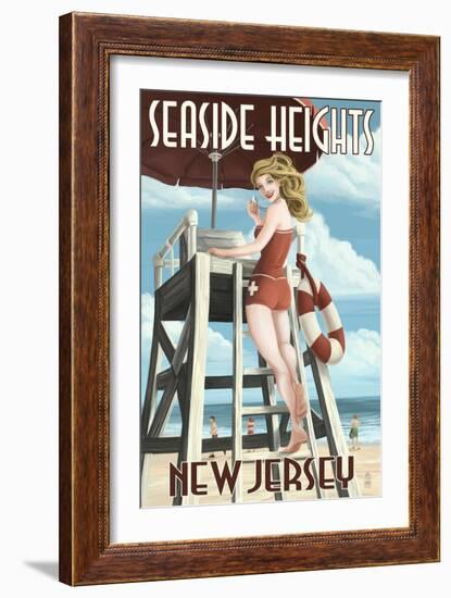 Seaside Heights, New Jersey - Lifeguard Pinup Girl-Lantern Press-Framed Art Print