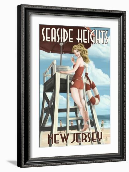 Seaside Heights, New Jersey - Lifeguard Pinup Girl-Lantern Press-Framed Art Print