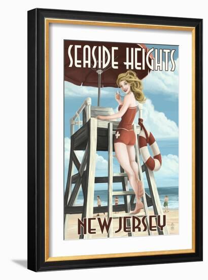 Seaside Heights, New Jersey - Lifeguard Pinup Girl-Lantern Press-Framed Art Print