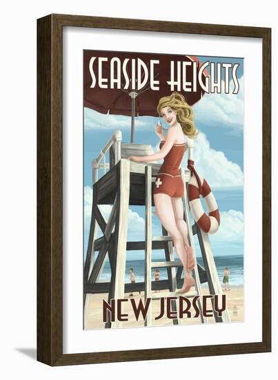 Seaside Heights, New Jersey - Lifeguard Pinup Girl-Lantern Press-Framed Premium Giclee Print