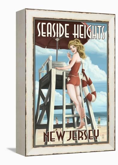 Seaside Heights, New Jersey - Lifeguard Pinup Girl-Lantern Press-Framed Stretched Canvas