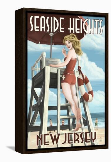 Seaside Heights, New Jersey - Lifeguard Pinup Girl-Lantern Press-Framed Stretched Canvas