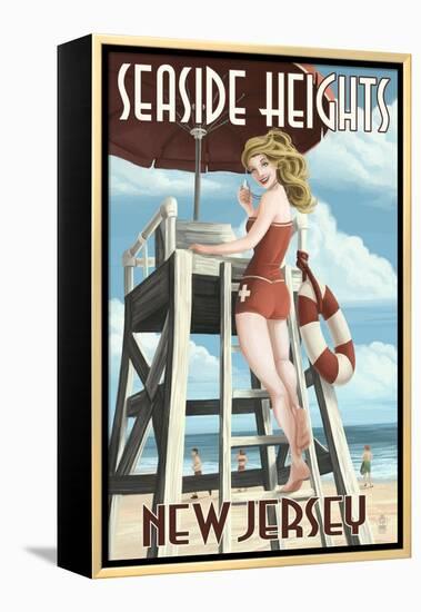 Seaside Heights, New Jersey - Lifeguard Pinup Girl-Lantern Press-Framed Stretched Canvas