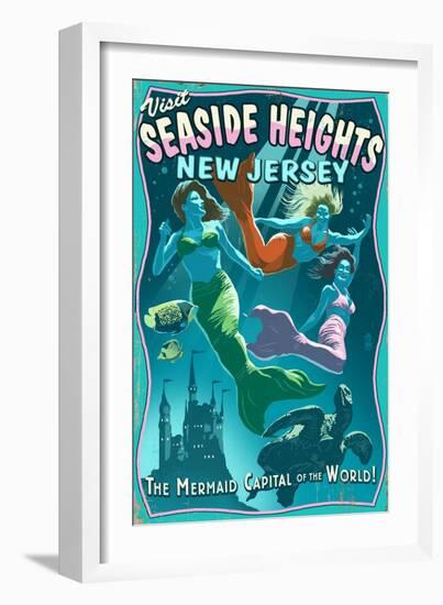 Seaside Heights, New Jersey - Mermaids Vintage Sign-Lantern Press-Framed Art Print