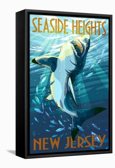 Seaside Heights, New Jersey - Stylized Shark-Lantern Press-Framed Stretched Canvas