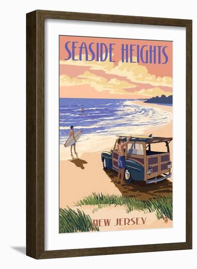 Seaside Heights, New Jersey - Woody on the Beach-Lantern Press-Framed Art Print