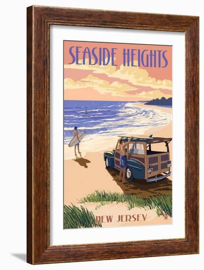 Seaside Heights, New Jersey - Woody on the Beach-Lantern Press-Framed Art Print