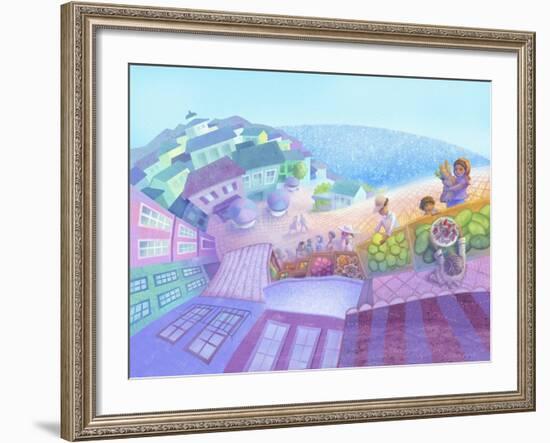 Seaside Market Landscape-April Hartmann-Framed Giclee Print