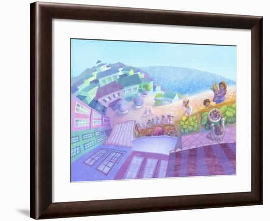 Seaside Market Landscape-April Hartmann-Framed Giclee Print