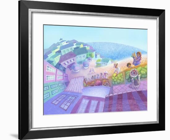 Seaside Market Landscape-April Hartmann-Framed Giclee Print