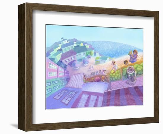 Seaside Market Landscape-April Hartmann-Framed Giclee Print