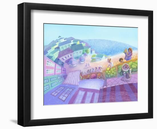 Seaside Market Landscape-April Hartmann-Framed Giclee Print