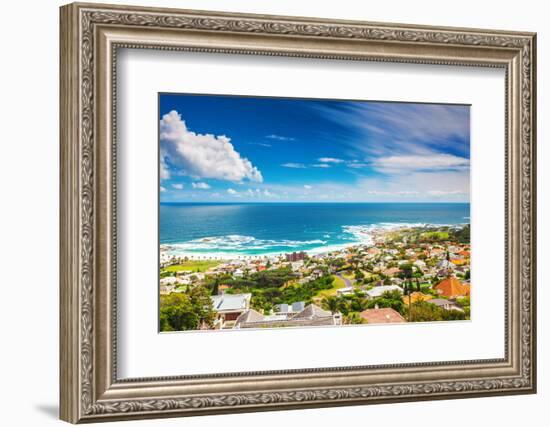 Seaside of Cape Town, Beautiful Coastal City in the Africa, Panoramic Landscape, Modern Buildings,-Anna Omelchenko-Framed Photographic Print