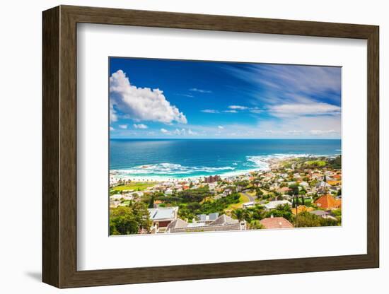 Seaside of Cape Town, Beautiful Coastal City in the Africa, Panoramic Landscape, Modern Buildings,-Anna Omelchenko-Framed Photographic Print