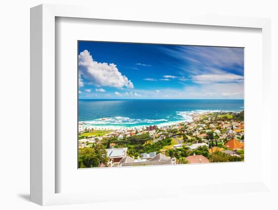Seaside of Cape Town, Beautiful Coastal City in the Africa, Panoramic Landscape, Modern Buildings,-Anna Omelchenko-Framed Photographic Print