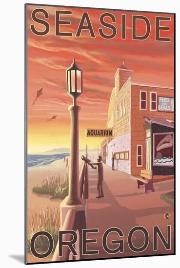 Seaside, Oregon - Aquarium View-Lantern Press-Mounted Art Print