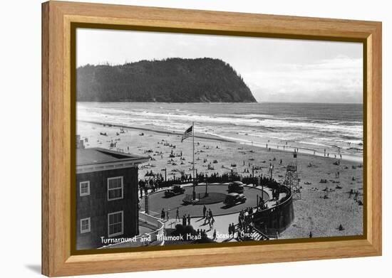 Seaside, Oregon Beach Scene from Air Photograph - Seaside, OR-Lantern Press-Framed Stretched Canvas