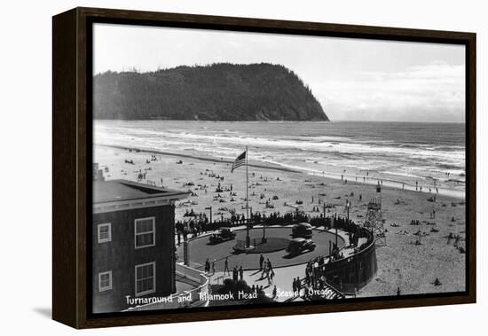 Seaside, Oregon Beach Scene from Air Photograph - Seaside, OR-Lantern Press-Framed Stretched Canvas